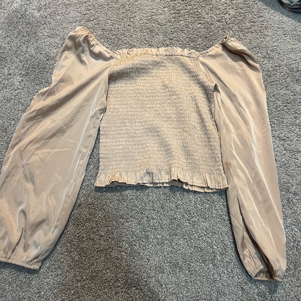 Beige puff sleeve (or off the shoulders) blouse